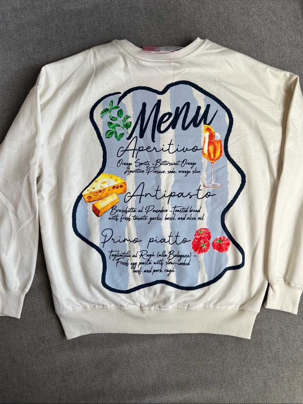 Skinnydip 'Cin Cin' Cream Sweatshirt - Size XXS